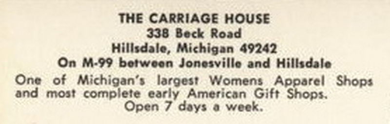 The Carriage House - Postcard Back (newer photo)